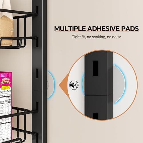 MIAOLI Over the Door Pantry Organizer, 8-Tier Adjustable Spice Rack Cabinet Door Shelves, Hanging Seasoning Organizer for Kitchen Bathroom, Laundry Room Organization, Black thumbnail 4