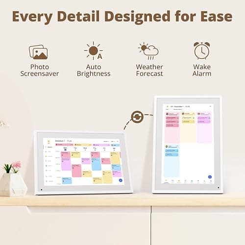 Dragon Touch 10.1 inch Digital Calendar Chore Chart – Interactive Touchscreen, Smart Family Planner, Hearth Display Desk Digital Calendar Best Gifts for Christmas, Wedding, Mom thumbnail 10