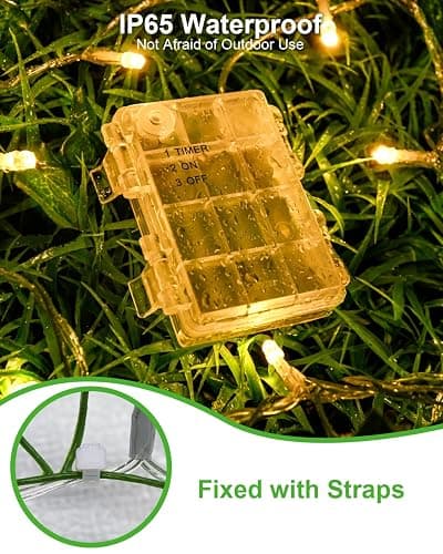 Dalugo Ivy Battery Fairy Lights, 2M 20LED Warm White Battery Operated Vine Fairy Lights with 6h Timer, IP65 Waterproof Artificial Ivy Leaf Garland with String Lights for Garden,Wedding,Home Wall Decor thumbnail 5