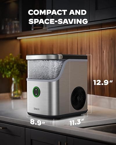 Silonn Nugget Ice Maker Countertop with Detachable Basket and Handle | Soft chewable nugget ice, 6-minute ice making, 33 lbs/24H, 40dB quiet operation, self-cleaning, compact countertop size thumbnail 6