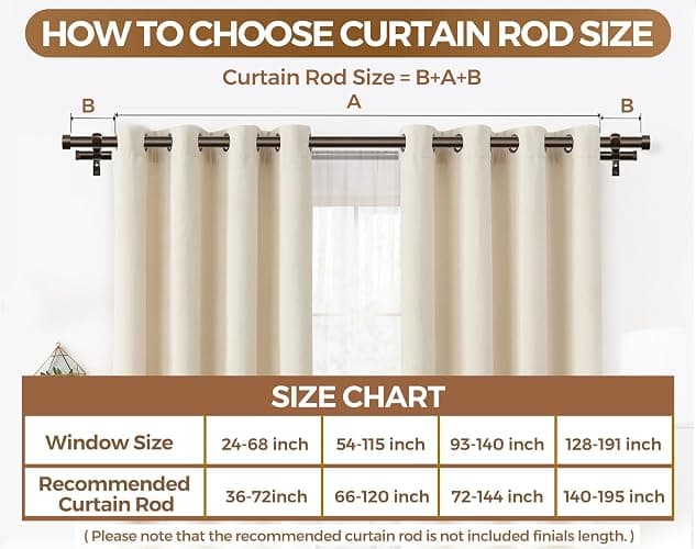 KAMANINA 1" Double Curtain Rods 66-120 Inch, Heavy Duty Dual Rods, Bronze | Adjustable Curtain Rods for Windows, Long Drapery Rods, Easy to Install, No Sagging, with End Caps, for Bedroom, Living Room thumbnail 3