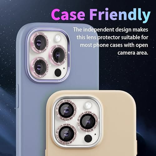 Zevytop Camera Lens Protector for iPhone 14 Pro/iPhone 14 Pro Max, Individual Tempered Glass Aluminum Alloy Ring Lens Cover with Installation Tray Fit for iPhone 14 Pro/14 Pro Max Diamond Pink thumbnail 5