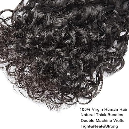 Tuheerst Water Wave Human Hair Bundles 1B Natural Black Menschliches Haar Human Hair Extensions Unprocessed Echthaar Tressen Double Weft Remy Hair for Woman 12 Inch thumbnail 6