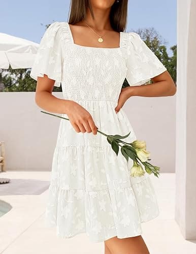 ZESICA Women's Summer Boho Mini Dresses 2026 Cute Floral Flowy Swing A line Beach Vacation Graduation Short Sundress thumbnail 4