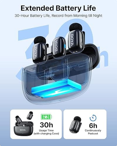 BOYA mini Wireless Lavalier Microphone for Android/Tablets/PC with USB C Plug,Noise Reduction,30H Battery Life with Charging Case,AI Voice Changer,Lapel Microphone Wireless for Video Recording Podcast thumbnail 6