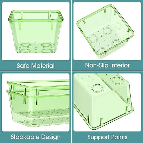 WOWBOX 25 PCS Plastic Drawer Organizer Set, 4 Sizes Desk Drawer Divider Organizers and Storage Bins for Makeup, Jewelry, Gadgets for Kitchen, Bedroom, Bathroom, Office, Clear Green thumbnail 4