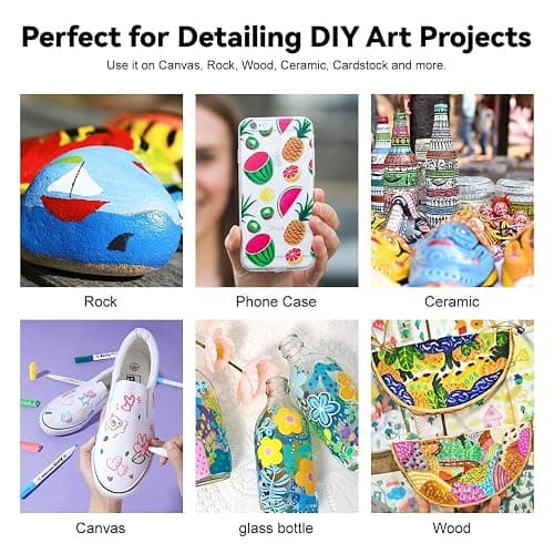 Arrtx 30 Colors Acrylic Paint Pens for Rock Painting, Extra Brush Tip, Water Based Paint Markers for Stone, Glass, Easter Egg, Wood and Fabric Painting-No Toxic,No Odor thumbnail 8