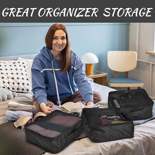 Silkfly 12 Pcs Packing Cubes for Travel,XL, L, M,Classic,Black | Large Mesh Organizer for Suitcase Luggage, Compression Style, Hiking Camping Trips, Lightweight Durable Space Maximizer thumbnail 5