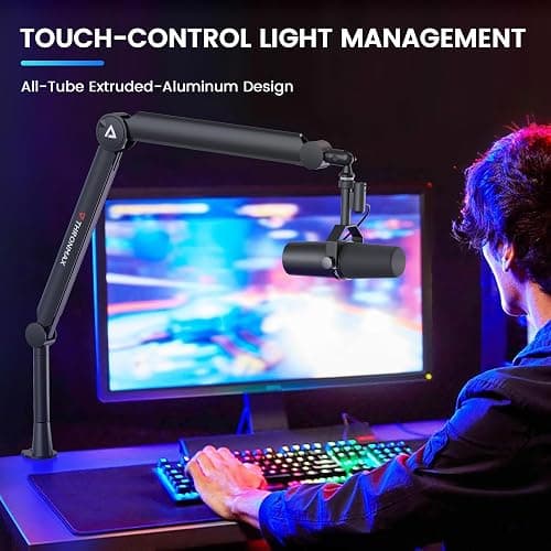 Thronmax-S8 Bras Micros, Supports pour Micros Réglable rotatif à 360 °, Pied de microphone à Ciseaux avec Câble Intégré en acier inoxydable pour Blu Yeti, 1/4“，3/8" to 5/8" Universelle thumbnail 6