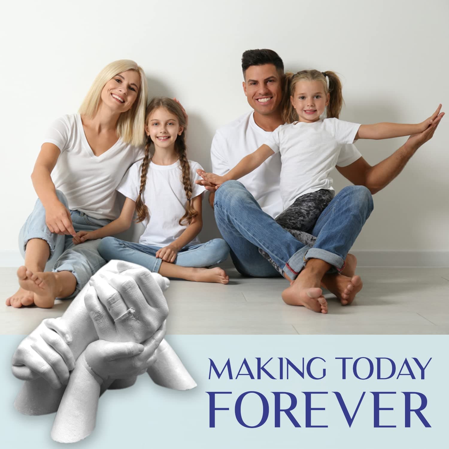 Hand Casting Kit for Families, Keepsake – DIY Plaster Statue Cast Kit - Wedding, Anniversary, Valentine’s Gift Idea for Men & Women - 4 Adult Hands Sculpture Kit with Alginate & Casting Powder (Hand Casting Kit - XL Edition) thumbnail 7