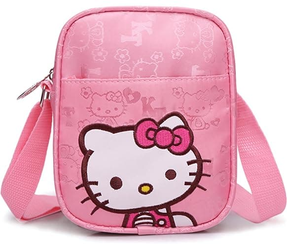 Cute Mini Purse Bag for Girls, Pink Cat Canvas Crossbody Purses - Image 1