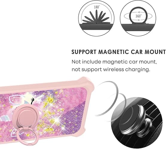 Kinetijy Case Compatible for Teracube 2E Phone Case Cover [with 1* Tempered Glass Screen Protector][Hard PC + Soft Silicone][Ring Support] [Gold Glitter+Luminous] JSF-DJS thumbnail 5