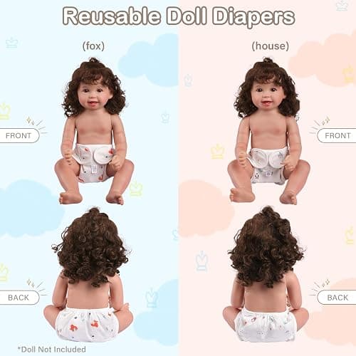 BABESIDE 4 PCS Baby Dolls Diapers Underwear for 17-24 Inch Reusable Doll Diapers Reborn Babys Doll Accessories Fits Baby Doll thumbnail 5