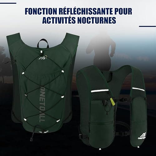 ONETOALL Gilet Hydratation Running Femme avec Flasque Running de 500 ML/Poche à Eau de 2L, Sac Hydratation Running Homme Léger 6L, Gilet Trail pour Jogging Vélo Marathon Moto, 150 g thumbnail 5