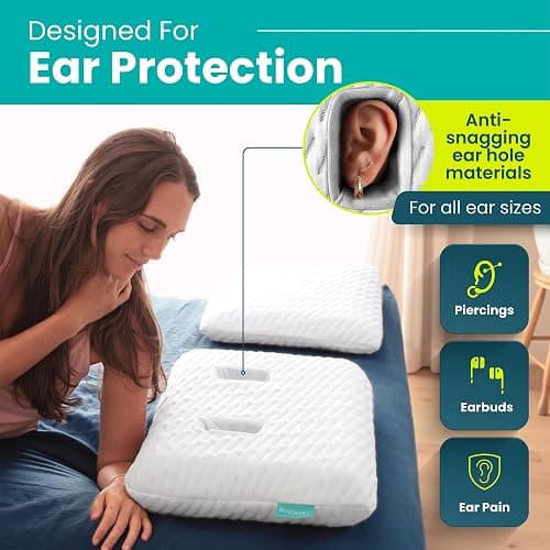 BLISSBURY Ear Pillow with Hole | Ear Piercing Pillow | Adjustable Memory Foam with for chondrodermatitis CNH | Piercing Pillow for Side Sleepers thumbnail 2