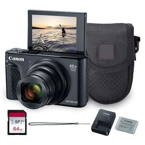 Canon PowerShot SX740 HS Digital Camera | 20.3MP CMOS Sensor, 40x Optical Zoom, 4K UHD Video, Wi-Fi & Bluetooth | Compact Point-and-Shoot Camera with Bag and 64GB Card - Image 1