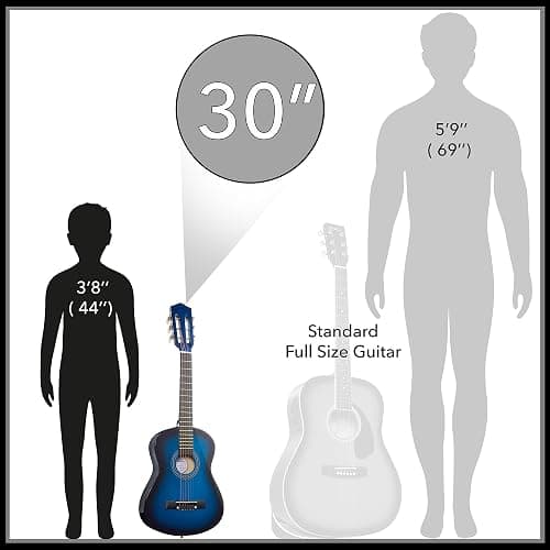 Ashthorpe 30-inch Kids Acoustic Guitar (Blue), Beginner Starter Kit with Gig Bag, Extra Strings, Strap, Picks, and Lessons thumbnail 3