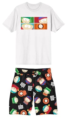 Bioworld South Park Main Character Grid Men's 2-Pack T-shirt & Lounge Short Sleep Set - Image 1