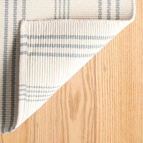 Dash and Albert Swedish Stripe Cotton Area Rug - 4' x 6' Blue - Striped Handwoven Accent Rug - Durable, Lightweight, High Traffic Areas - Hallways, Bedrooms, Stairs thumbnail 4