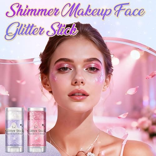 AROIC 6Pcs Body Glitter Stick, Sparkly Mermaid Face Glitter Makeup for Kids | Waterproof Rave Outfits Accessories for Women, Holographic Sequins Hair Glitter for Festival Singer Party Concert Cosplay thumbnail 5