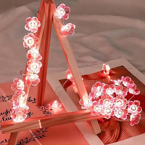 Auting Ghirlanda Luminosa a LED con Fiori di ciliegio, 4 m, 40 LED, Ghirlanda di Fiori a Batteria, con Funzione di temporizzazione, luci Rosa con ghir thumbnail 4