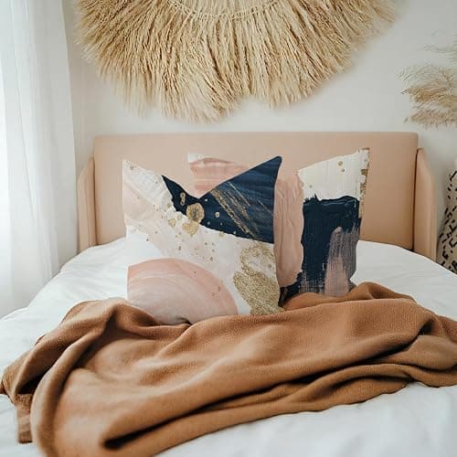 KAIOUS Navy Blue and Pink Throw Pillow Covers Decorative Pillow Covers for Couch Sofa Bed Living Room Bedroom 18x18 inches Set of 2 thumbnail 6