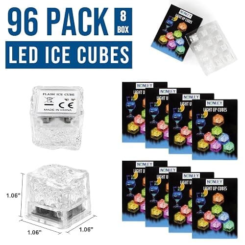 Light Up Ice Cubes, 96 PCS Multi Color Led Ice Cubes for Drinks with Changing Lights, Reusable Glowing Flashing Ice Cube for Club Bar Party Wedding Decor thumbnail 3