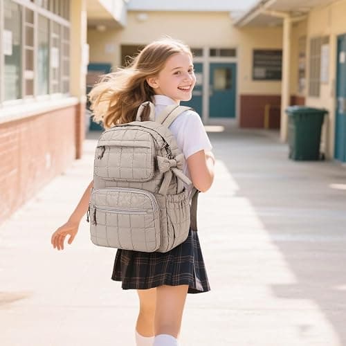 Bluboon Backpack for Girls Kids School Backpacks Bow Quilted Bookbag Multiple Pockets Lightweight 15.6 Laptop Backpack for Elementary Primary Middle School thumbnail 9