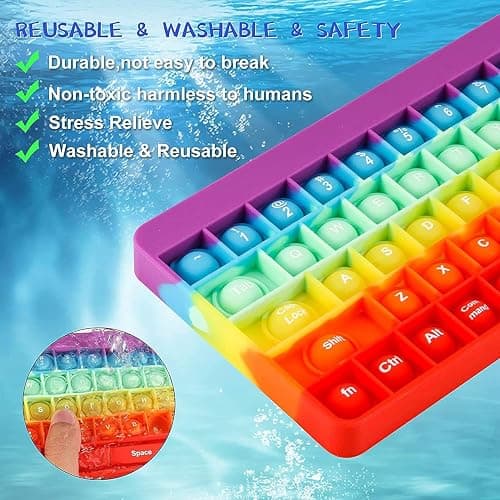 Ranzah Educational Keyboard Pop Fidget Toy Push Pop Bubble Sensory Poppet Toy for Kids Learning Squishy Squeeze Toy ADHD Stress Anxiety Relief Toddler Toy Montessori School Toy Gift Travel Popper thumbnail 5