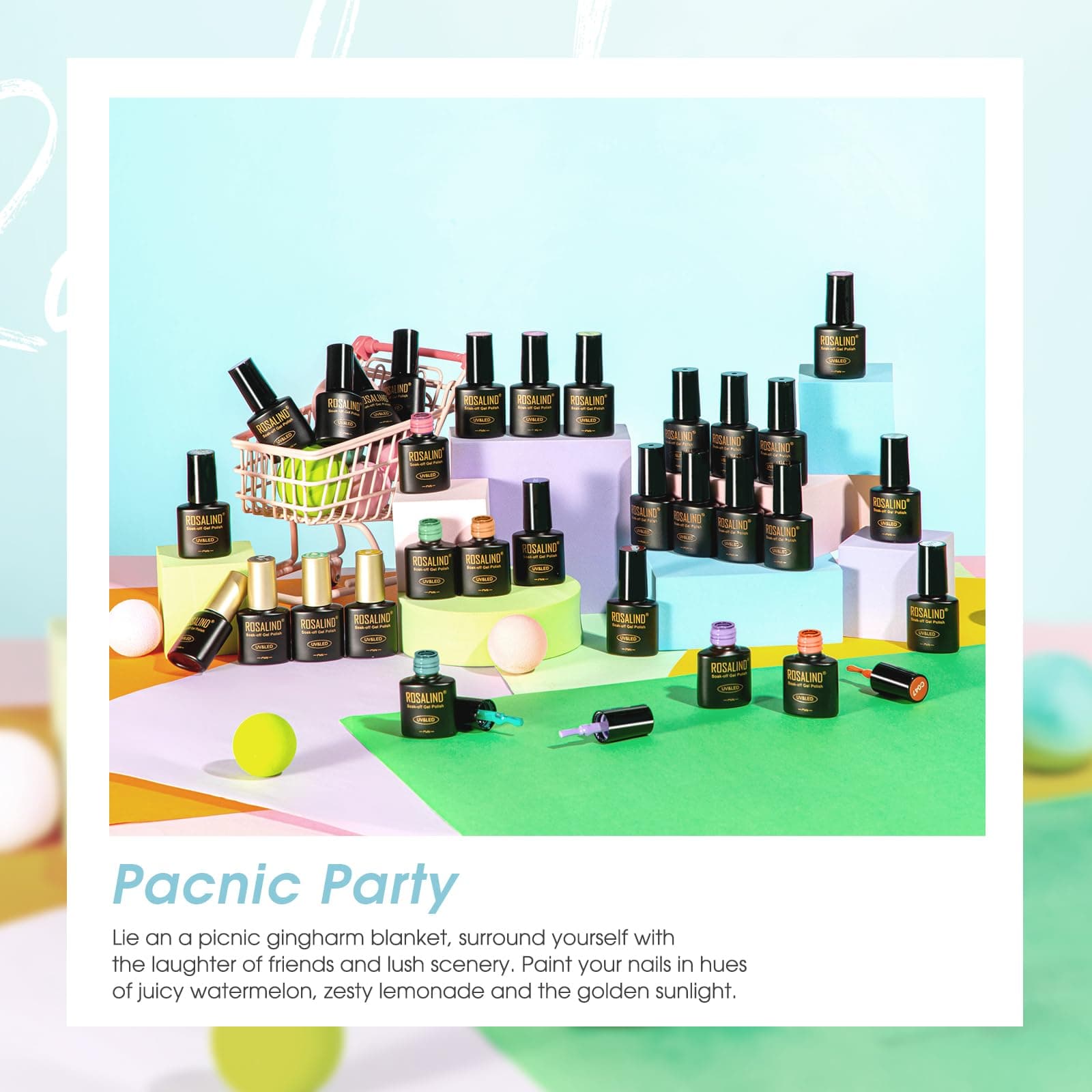 ROSALIND UV Nail Lacquer Set, 36 Stück Gel Nail Lacquer Rosa Violett Blau Grün Orange thumbnail 6