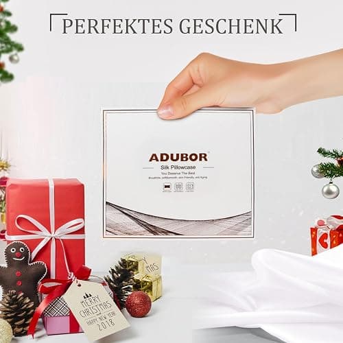 Adubor Seidenkissenbezug 40x80cm - 100% Maulbeerseide Kissenbezugfür Haar und Haut - 23 Momme Seide - mit verstecktem Reißverschluss (Elfenbeinweiß, 1 Stück) thumbnail 7