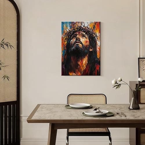 Framed Jesus Canvas Wall Art Crown of Thorns Picture Religious Print Poster Faith Christian Painting Artwork for Living Room Bedroom Church or Office Decor 12x16 Inch Ready to Hang thumbnail 6