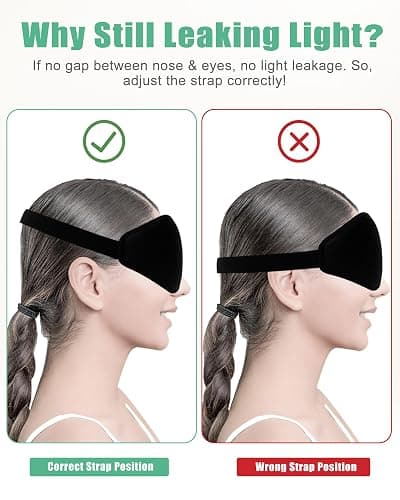 BeeVines 2 Pack 3D Contoured Sleep Mask Sleeping Eye Masks for Lash Extensions, Night Molded Mask with Adjustable Strap, 100% Block Light Eye Shade Cover for Traveling Yoga Nap thumbnail 8