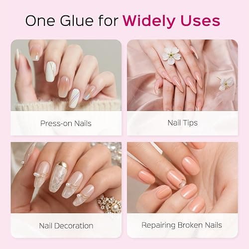 TIPHULAN Super Strong Nail Glue for Press Ons & Nail Tips, 4 Tubes | 28 mL Brush On Nail Glue-No UV Needed, Precision Brush Applicator, HEMA-Free, Long-Lasting for Salon, Travel and At-Home DIY thumbnail 9