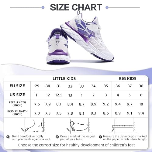 Kids Orthopedic Tennis Shoes for Boys and Girls: Comfortable Casual Plantar Fasciitis Arch Support Athletic Running Sneakers, Orthotic Breathable School Sports Walking Shoes for Foot and Pain Relief - 2 Little Kid - W5-purple White thumbnail 9