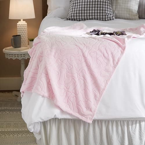 Bone Dry Embossed Bone Print Pet Blanket, Pink, 36x48" thumbnail 6