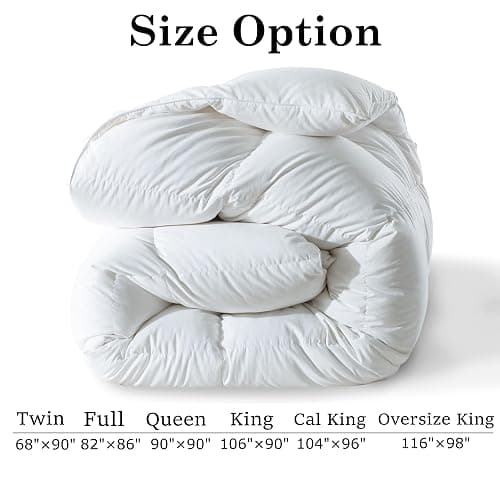 ELNIDO QUEEN® Feather Comforter Full Size, Filled with Feather and Downfiber, Luxurious All Season Fluffy Duvet Insert, Ultra Soft Hotel Collection 100% Cotton Cover Bed Comforter, White 82x86 Inch thumbnail 8
