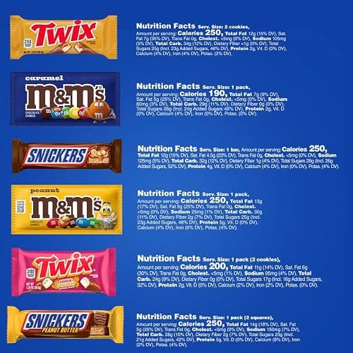 M&M'S Peanut, M&M'S Caramel, SNICKERS Original, SNICKERS Peanut Butter, TWIX Original and TWIX Salted Caramel Full Size Individually Wrapped Variety Box, 18 Ct Bulk Box thumbnail 7
