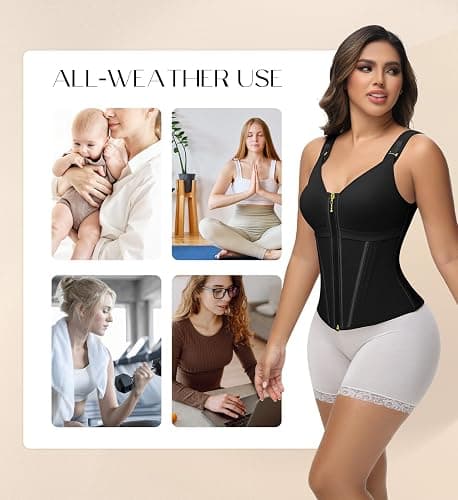 SHAPSHE Waist Trainer Corset for Women Tummy Control Sport Workout Body Shaper Vest for Women Postpartum Gym Zipper and Hooks thumbnail 6