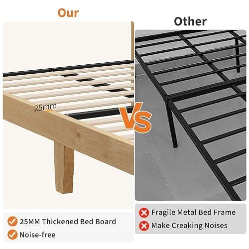 Garvee Bohemian Full Rattan Bed LED Natural Headboard Bedroom | Bohemian full rattan bed with natural headboard, LED lights, solid wood frame. No box spring needed for bedroom use. thumbnail 5