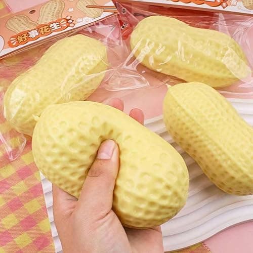 Peanut Shaped Squish Balls, Slow Rebound Cute Peanut Stress Balls, for Stress Relief, Anxiety Relief Fidget, Soft Squeeze Decompression Dough,Birthday Gifts, Party Favors, Desk & Offic (1PCS) thumbnail 2