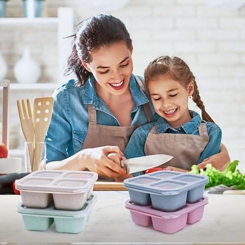 LCHLZZ 4 Pack Snack Containers, Divided Bento Snack Box, 4 Compartments Reusable Meal Prep Lunch Containers for Kids Adults, Food Storage Containers for School Work Travel thumbnail 2