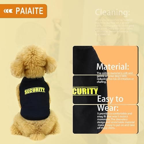 Discover Cozy Cotton Canine Wear: Soft, Lightweight, and Breathable Dog Shirt Vest with Eye-Catching Graphics(Security), Keeping Your Furry Friend Warm and Comfy! Black M thumbnail 4