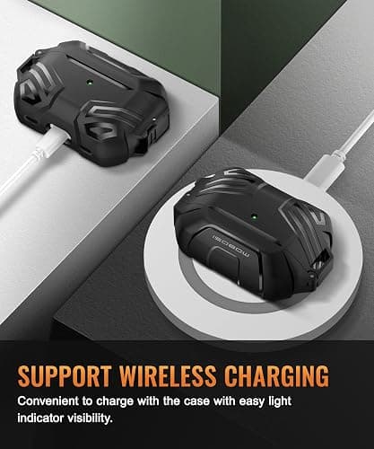 MOBOSI for AirPods Pro 2 Case with Lock, Compatible with Airpod Pro Case 2nd/1st Gen, Military Grade Protective Cover with Cleaner Kit & Keychain for Men(2023/2022/2019), Black thumbnail 4