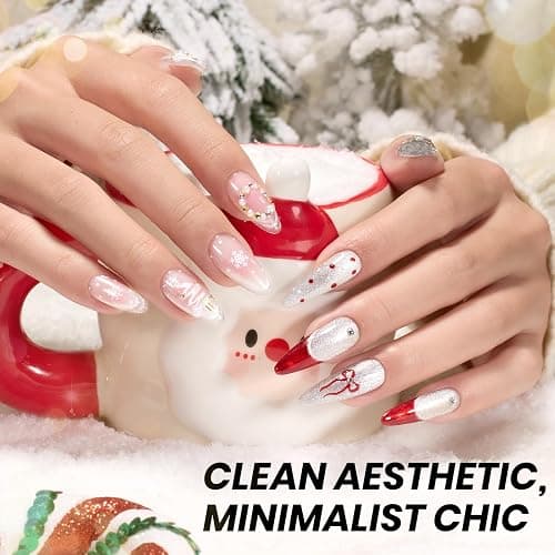 Beetles Star Cascade Silver Cat Eye Gel Nail Polish - 15ML Christmas Silver Glitter Cat Eye Gel Polish with Magnet Soak Off UV Velvet Nail Polish Salon DIY Manicure Winter Gift for Women thumbnail 3