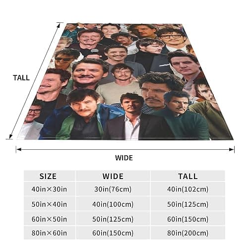 Pedro Pascal Fotocollage, weiche und bequeme, warme Fleecedecke für Sofa, Büro, Bett, Auto, Camping, Couch, gemütliche Plüsch-Überwurfdecken, Stranddecken (101,6 x 127 cm) thumbnail 3
