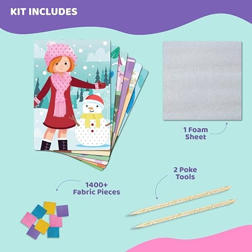 jackinthebox Poke Poke Art for Kids – Fashion Theme Dress Decorations for Princess, Winter, Monsoon, Hawai, Beach, Ballerina, Mess-Free Sewing Art for Kids, Gift for Girls and Boys Ages 4 5 6 7 8 - Fashion thumbnail 2
