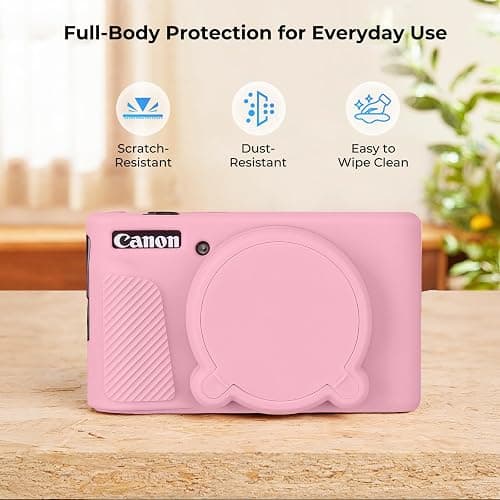Kliksys Case for Canon PowerShot SX740 HS, SX730 HS Camera - Pink | Canon SX740 HS Cover and Accessories, Soft Silicone Case with Removable Lens Cover, 2 Screen Protectors & 1 Wrist Strap thumbnail 7