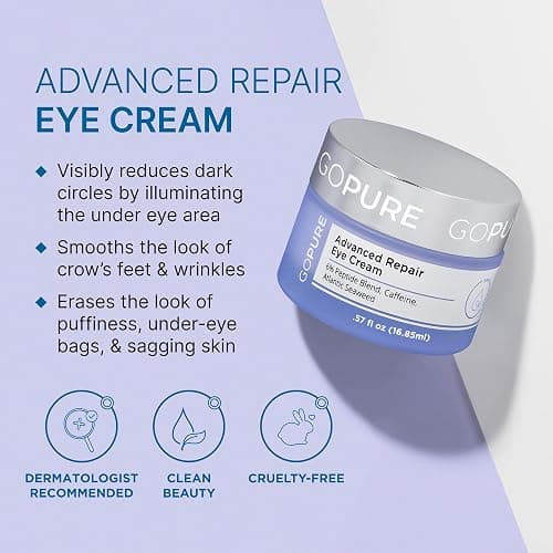 goPure Advanced Repair Eye Cream - Under Eye Cream for Puffiness, Bags, and Dark Circles, Visibly Improve the Look of Fine Lines, Wrinkles, and Crows Feet - 0.57 fl oz thumbnail 3