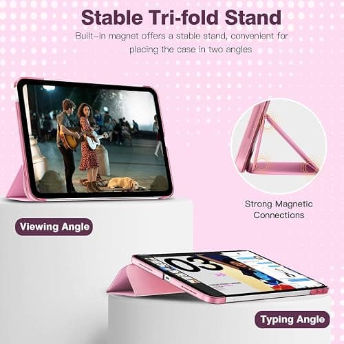 TiMOVO Case for iPad (A16) 11th Generation 11 Inch 2025/iPad 10th Generation 10.9 Inch 2022, Slim Stand Cover with Hard Translucent Back, Support Touch ID, Auto Wake/Sleep, Nosegay Pink thumbnail 5